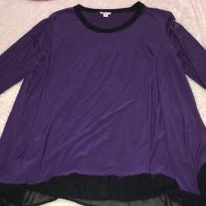 Purple & black plus size top